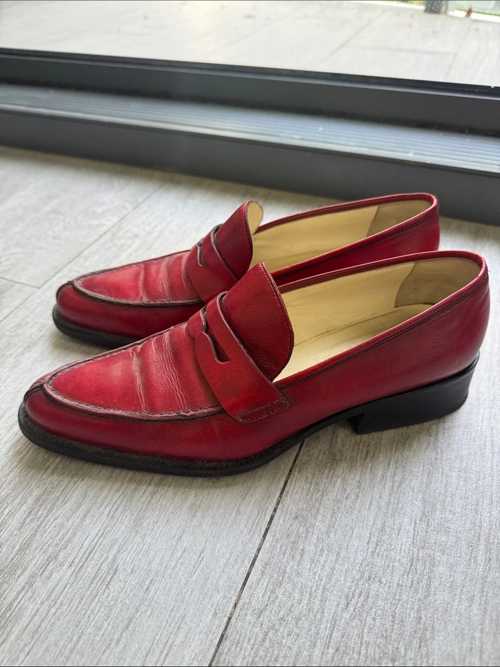 Miu Miu Vintage Red Leather Penny Loafers size 36.5